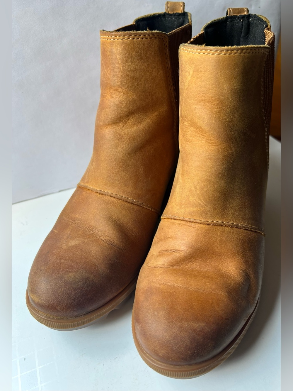 Sorel Joan Of Arctic Rhapsody Lot Black Camel Leather Chelsea Wedge Boots - 7.5 - Picture 3 of 13